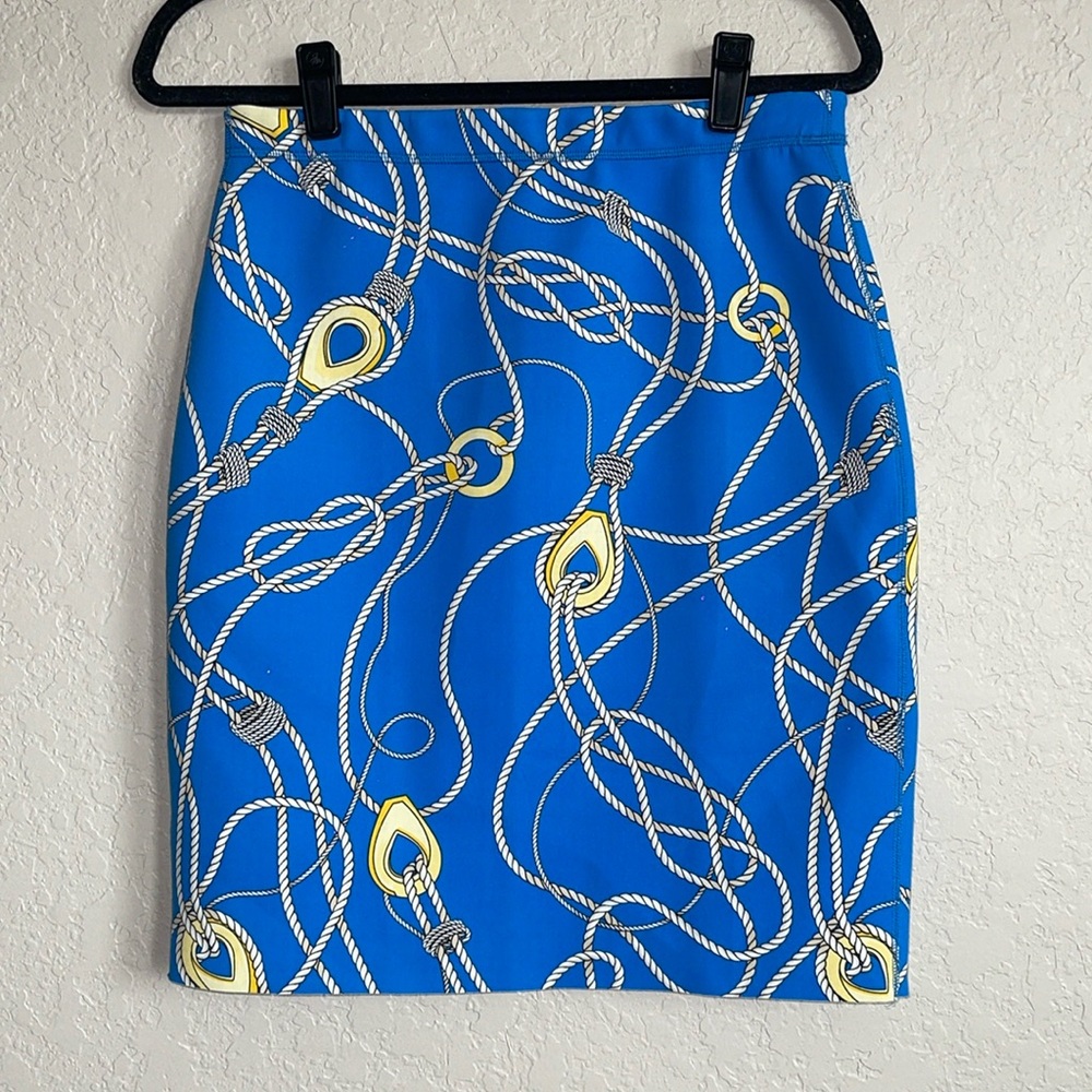 J. McLaughlin Halle Reversible Skirt Thalia Blue Nautical Size Small